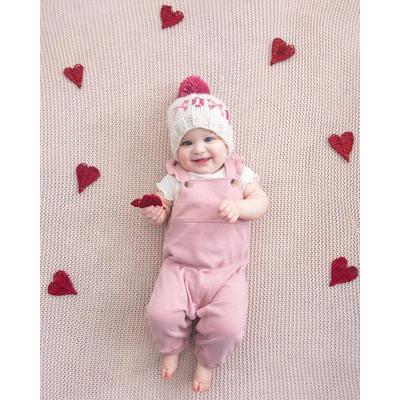 Huggalugs XOXO Valentine's Day Hand Knit Beanie Hat - Cream, Small (0-6 months)