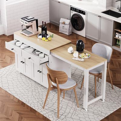 Chichoice Extendable Rolling Kitchen Island with Dining Table - Movable Kitchen Island with Storage