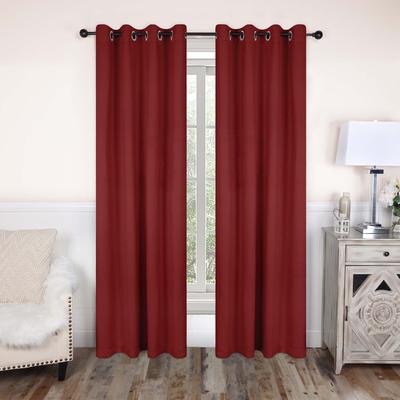 Superior Solid Machine Washable Room Darkening Grommet Blackout Curtains, Set of 2
