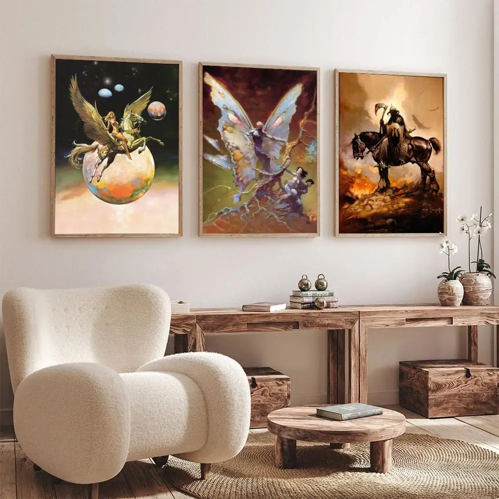 Frank Frazetta Poster kein gerahmtes Poster Kraft Club Bar Papier Vintage Poster Wand kunst Malerei Schlafzimmer Studie Aufkleber