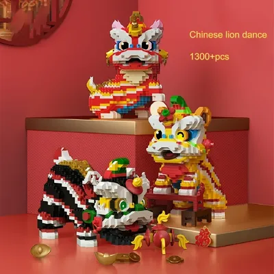 Bauen Sie Ihre eigenen chinesischen Löwen Tanz Ornamente-kreative Serie chinesischen Stil Bausteine!