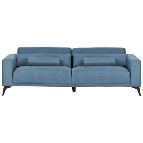 Sofa Blau aus Stoff 3-Sitzer Verstellbare Rückenlehne Gepolstert Stoffsofa Polstersofa Modernes Design für Wohnzimmer