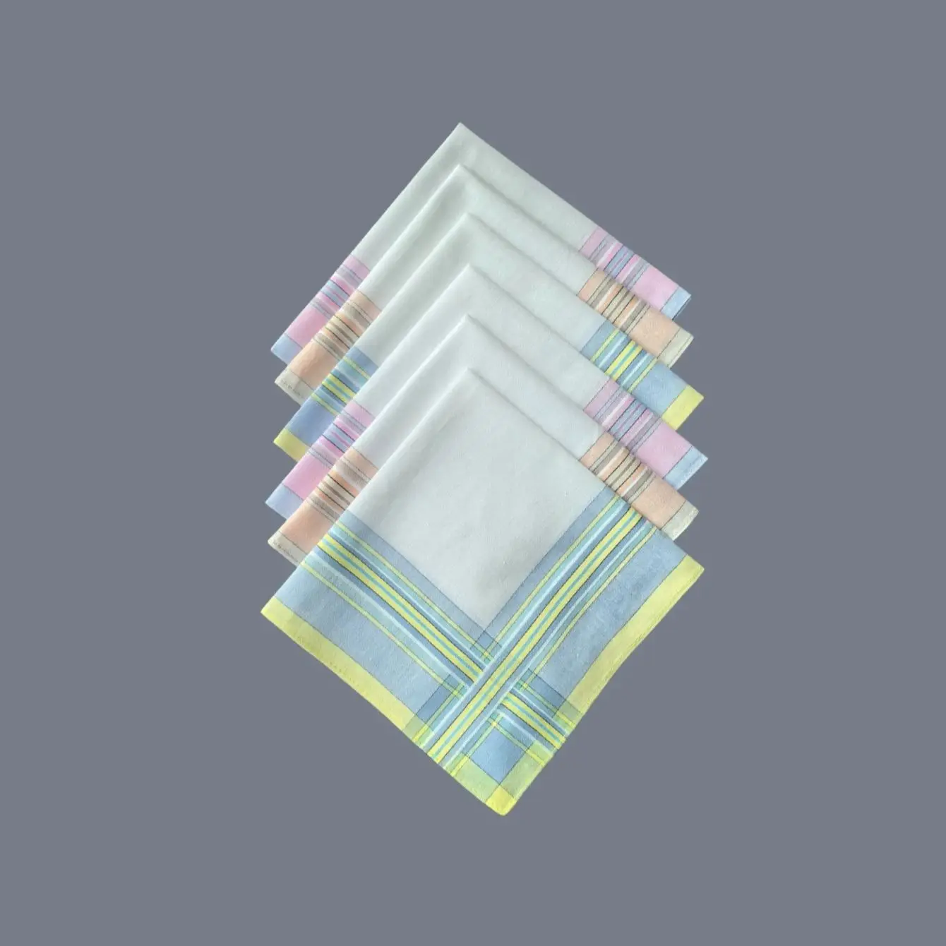 Dünnes Gefühl, 29 cm, Baumwolle, frisch gestreift, Serie, kleines Taschentuch, modische Dekoration, weich und schweißabsorbierend, 6 Stück Image