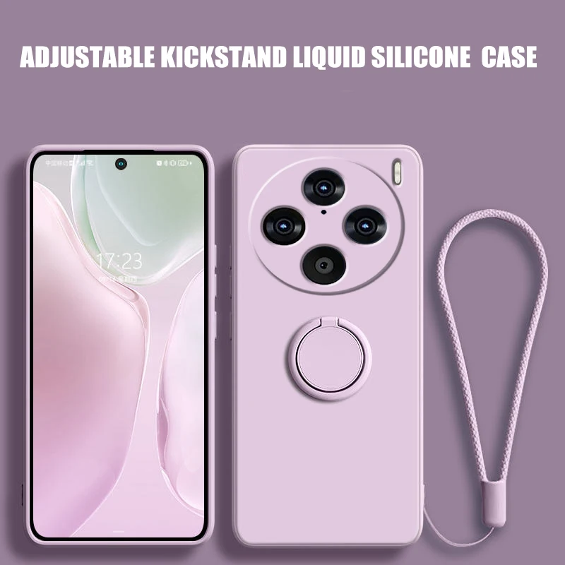 Fall für Vivo X100 Pro Flüssigkeit Silikon Ring Halter Weiche Telefon Haut Abdeckung für Vivo X90 Pro Plus Upgrade Stoßfest Zurück Fundas Image