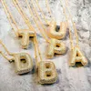 Charm Chunky Initial Buchstaben Anhänger Halskette Frauen Männer Edelstahl glänzend CZ Zirkon Alphabet Halsband Vintage Hip Hop Schmuck