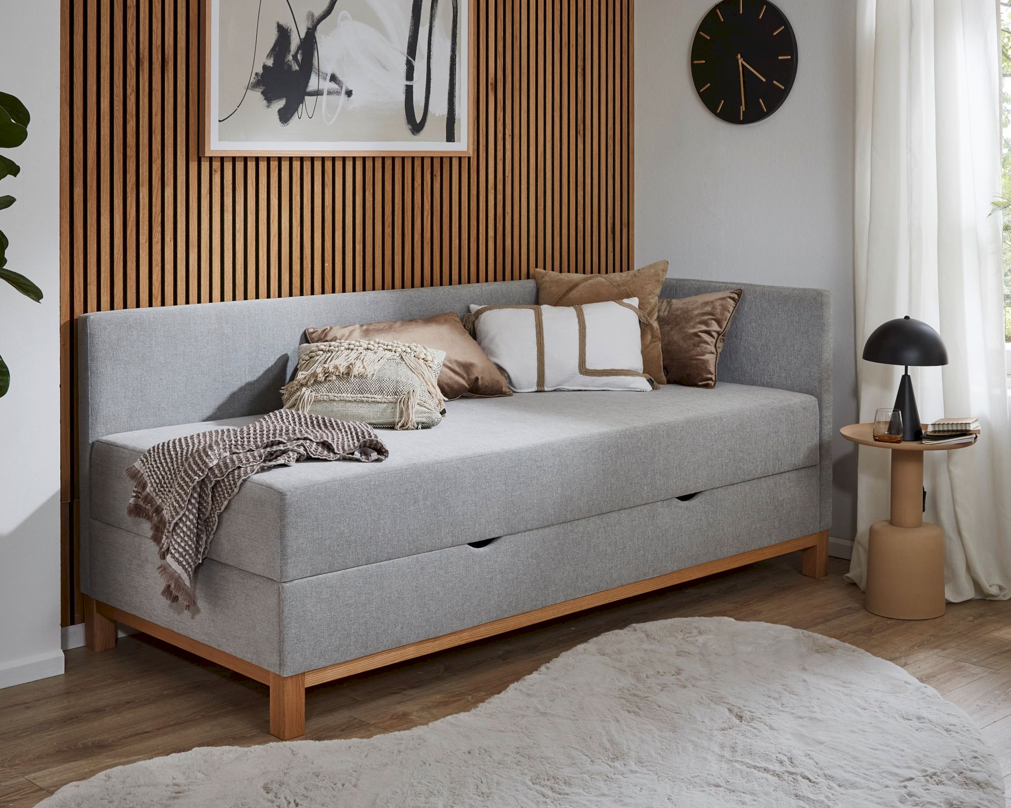 meise.möbel »Santos« Polsterbett inkl. Bettkasten 120x200 cm / hellgrau