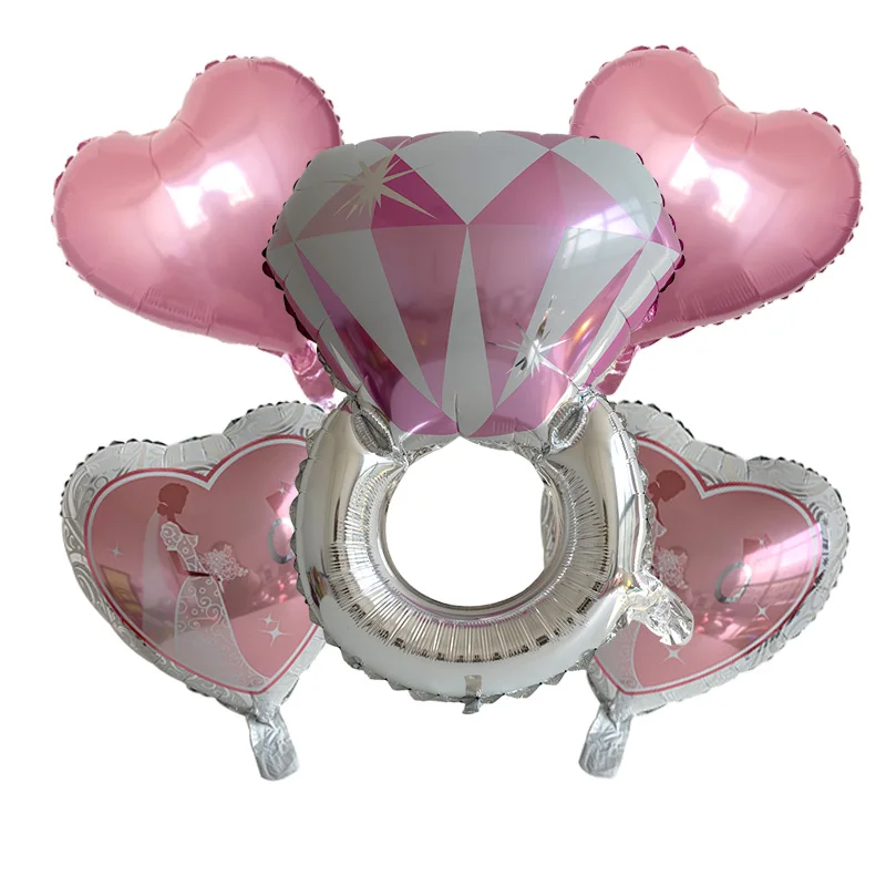 1 Satz Diamantring Folien ballon 22 Zoll Roségold Braut Ballon Brief Ballon Braut dusche Hochzeit Verlobung Dekoration zu sein Image