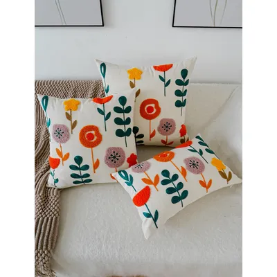 1 Stück, floraler Kissenbezug ohne Füllstoff, modernes, mit Blumen getuftetes Design, dekorativer Image