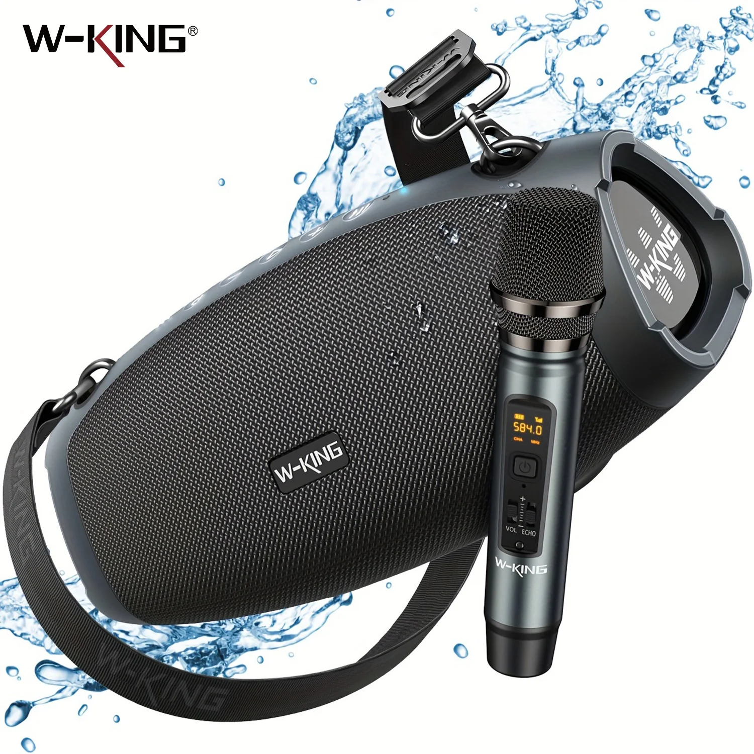 W-KING (120 W PEAK) 70 W tragbare laute Bluetooth-Lautsprecher mit kabellosem Mikrofon, wasserdichtes kabelloses Bluetooth für den Außenbereich Image