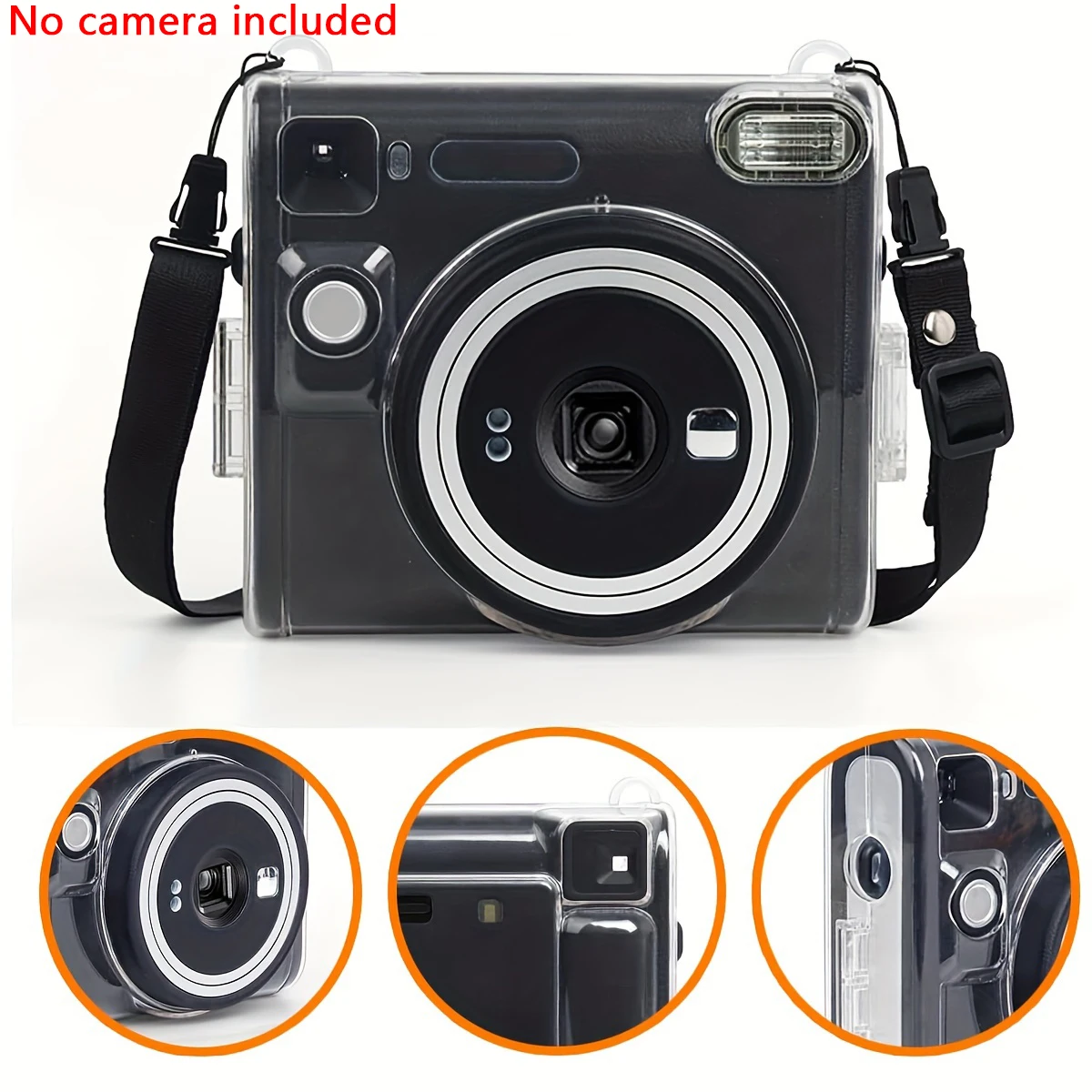 1 Stück für Fujifilm Instax Square SQ40 Sofortbildkameratasche – Kristallharte PVC-Hülle mit verstellbarem und abnehmbarem Riemen Image