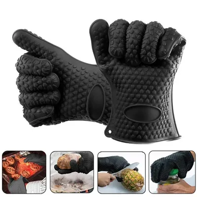 1/2pcs Top flappen Back handschuhe 230 hitze beständige Silikon handschuhe Küche verdicken Grill ofen Koch handschuh Grill handschuhe