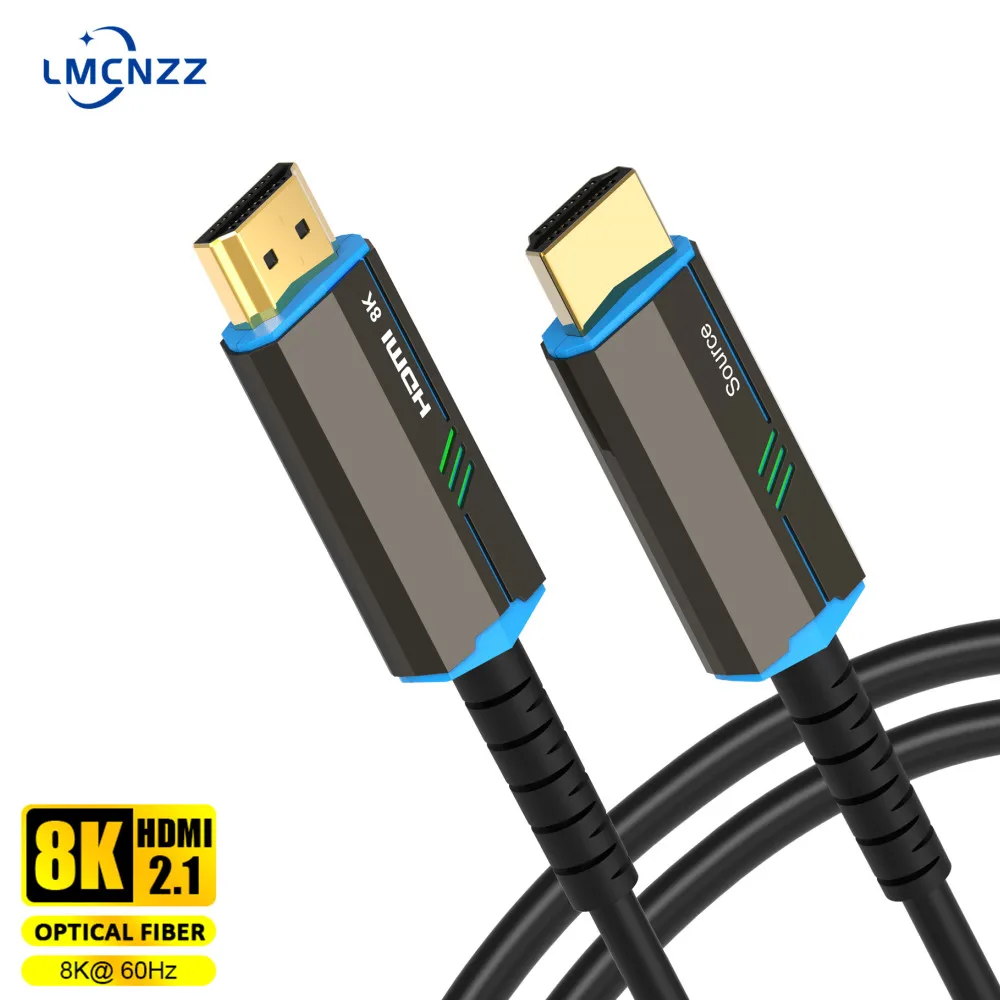 Lmcnzz hdmi 2,1 faser optisches kabel hdmi-kompatibler splitter 8k/60hz kabel für hd tv projektor computer dvd player ultra hohe geschwindigkeit Image