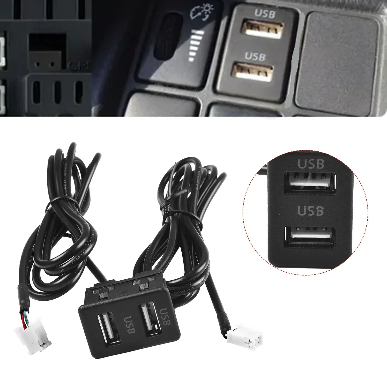 Auto Dash Unterputz 4 6 Pin Dual USB Port Panel AUX Verlängerung Kabel Adapter Für Aftermarket Multimedia Kopf Einheit Image