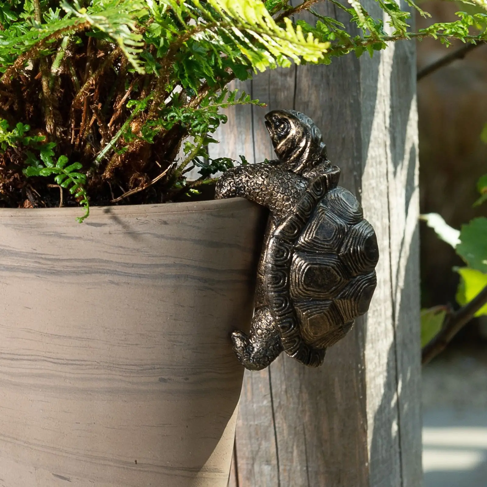 Rustikaler Schildkröten-Pflanzgefäß-Anhänger aus Kunstharz, Gartenstatue, Bonsai-Blumentopf-Dekor im Freien, kreative Schildkröten-Skulptur für den Garten Image