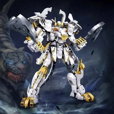 Sluban White Tiger Mecha Bausteine klassische Roboter Mecha Figur Modell Ziegel Set Desktop Deko