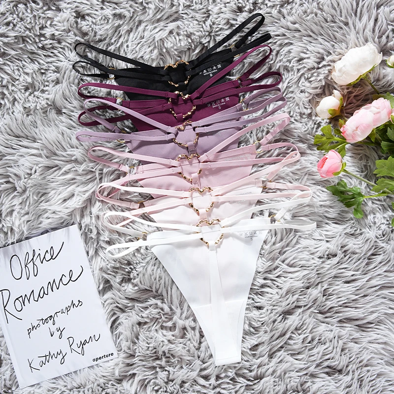 Eis Seide Mädchen Slips Eisen Ring Sexy Höschen Frauen G String Unterwäsche Tanga Nahtlose Unterhosen Yoga Dessous Plus Größe S-XL