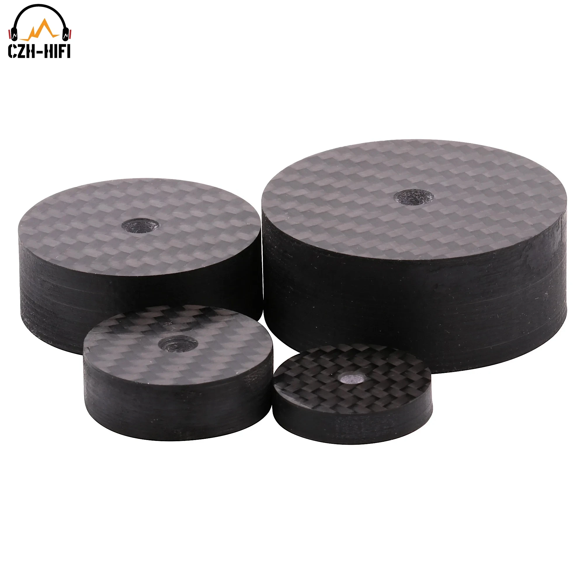 1pc Schwarz Feste Carbon Faser Verstärker Lautsprecher Isolation Spike Pad Boden Basis DISC Matte Für Hifi Plattenspieler DAC CD-Player radio Image