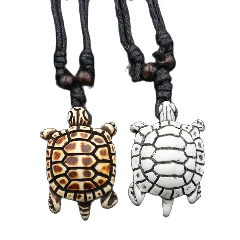 Coole 1PCS Junge Herren Tribal Stil Faux Yak Knochen Meeresschildkröte Halskette Surfer Schmuck Image