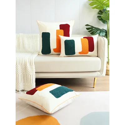 1 Stück, quadratischer Handtuch-Kissenbezug, geometrischer quadratischer Kissenbezug, dekorativer Kissenbezug für Wohnzimmer, Schlafzimmer, Couch, Sofa Image