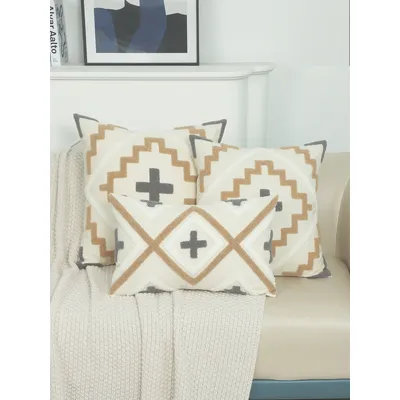 1 Stück, geometrische Stickerei Kissen bezüge, Bohemian Style Loop, Wohnkultur, Schlafzimmer Dekor, Image