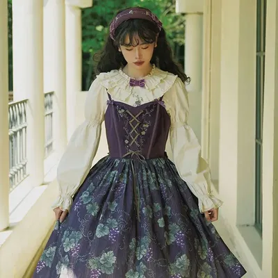 Lolita Jsk Kleid Vintage elegante Frauen lila Trauben druck Prinzessin Kleid Mädchen Kawaii niedlichen Tank Top Image