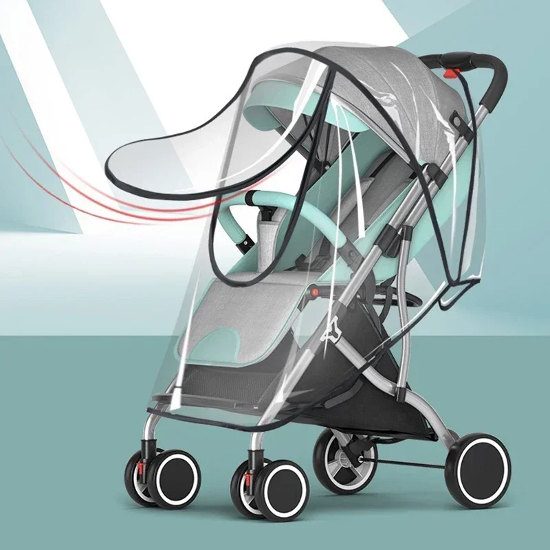 Universeller wasserdichter Kinderwagen-Regenschutz, Kinderwagen-Zubehör, transparenter Wind-Staubschutz, Reißverschluss, offen, für Kinderwagen, Regenmantel Image