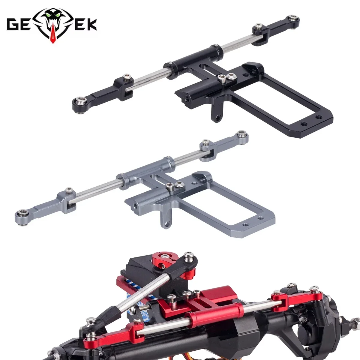 Hydraulische Lenkverbindung aus Aluminium BAT-Servohalterung und Skala für 1/10 RC Crawler Vanquish Phoenix VS4-10 F10 Portalachsen-Upgrade Image