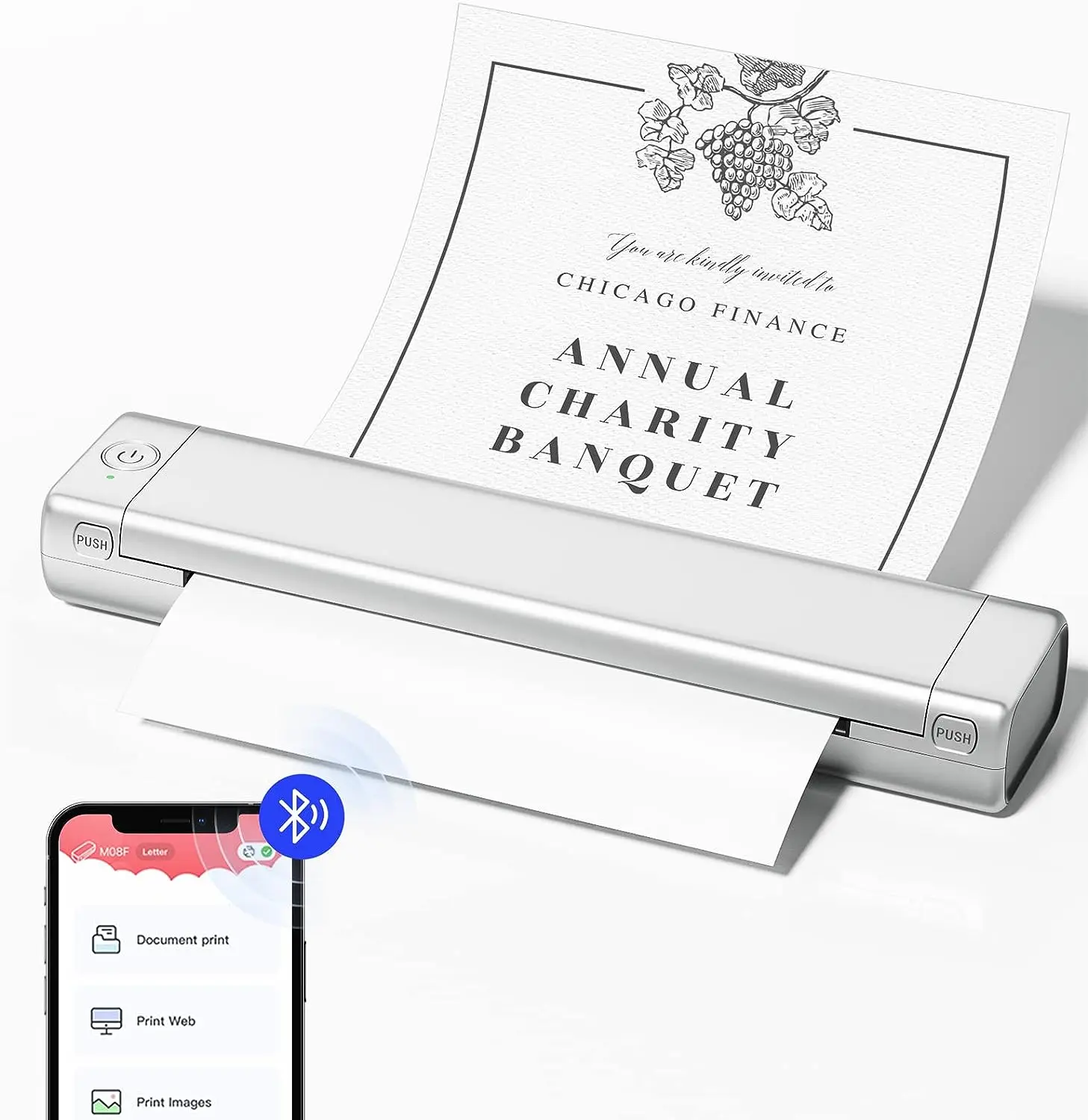 Phomemo m08f tragbarer Thermo drucker drahtloser Bluetooth-Klein drucker kompakter tinten loser Reise drucker für Telefon Laptop iPad Image