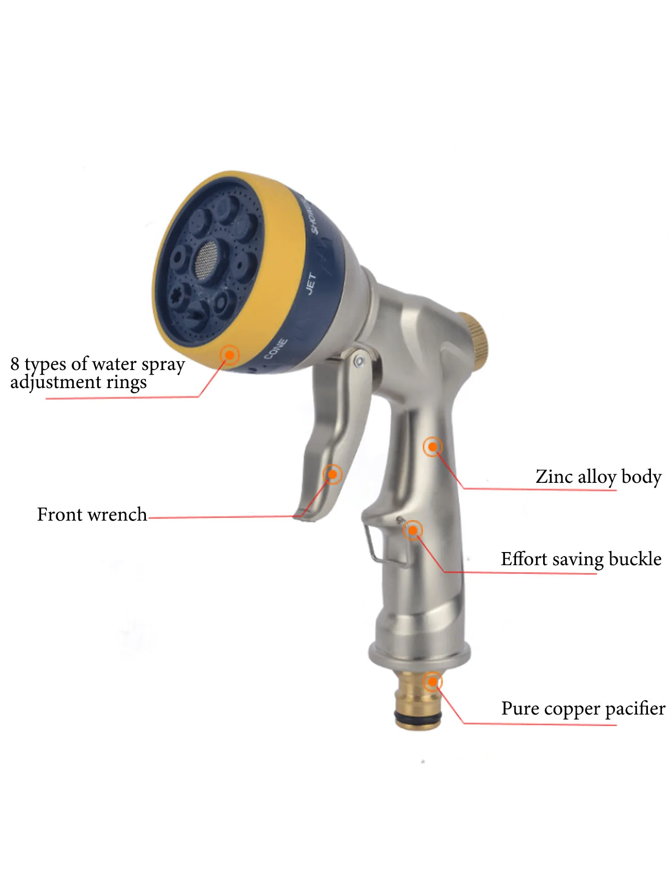 Garten hochdruck verstellbare multifunktion ale Wasser pistole aus Metall material für Garten bewässerungs zubehör Image