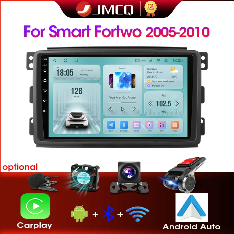 Jmcq 2din Autoradio Multimedia-Video-Player für Smart Fortwo 451 2005-2010 Android 12 GPS Navigation Stereo Head Unit Carplay Image