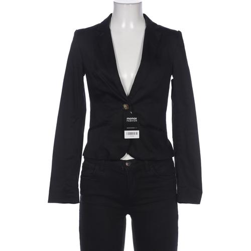 H&M Damen Blazer, Gr. 34, schwarz, Synthetik, Elasthan, Baumwolle