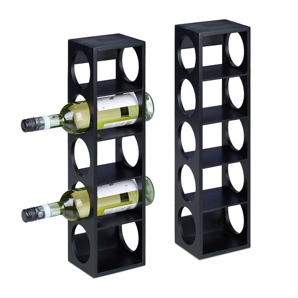 relaxdays 2er-Set Weinregal für je 5 Flaschen schwarz, 14x53x12 cm Image