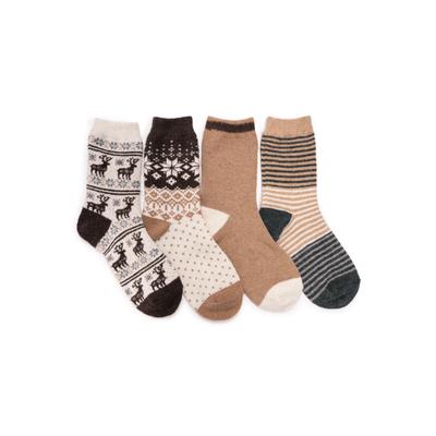 Plus Size Women's 4 Pack Holiday Boot Socks by MUK LUKS in Salted Caramel (Size ONESZ)