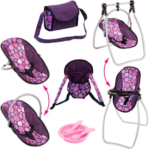 Puppen Accessoires-Set BAYER ""Vario lila/rosa"" Puppenausstattungen lila/rosa kreise Kinder mit multifunktionalem Sitz