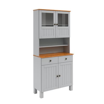 Küchenbuffet HOME AFFAIRE "Alby2", grau (grau, honigfarben), B:85cm H:185cm T:38cm, Massivholz, Schränke, Mit Metallgriffen, Breite 85 cm Image