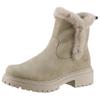 Winterstiefelette RIEKER, Damen, Gr. 37, beige (hellbeige), Nubuklederimitat, klassisch, Schuhe, Winterboots, Profilsohle, Blockabsatz, mit Innen-Reißverschluss
