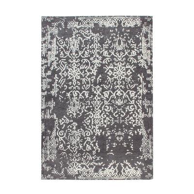 Teppich KAYOOM "River 130", grau (grau, anthrazit), B:155cm H:10mm L:230cm, Baumwolle, Teppiche, Jacquard, Retro- und Vintage-Design, Baumwollrücken Image