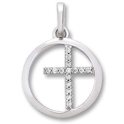 Ketten-Anhänger ONE ELEMENT "Zirkonia Kreuz Anhänger aus 925 Silber", silber, Schmuckanhänger, Damen, Silber 925 (Sterli