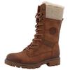 Winterstiefel TOM TAILOR, Damen, Gr. 36, braun (cognac used), Lederimitat, Filz, used, modisch, Schuhe, Schnürstiefel mit TEX-Membrane
