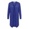 Strickjacke ONLY CARMAKOMA "CARANNIE LIFE LS LONG OPEN CARDIGAN KNT", Damen, Gr. L (50/52), blau (clematis blau), Strick, Obermaterial: 100% Polyester, unifarben, casual, V-Ausschnitt, Langarm, Strickjacken