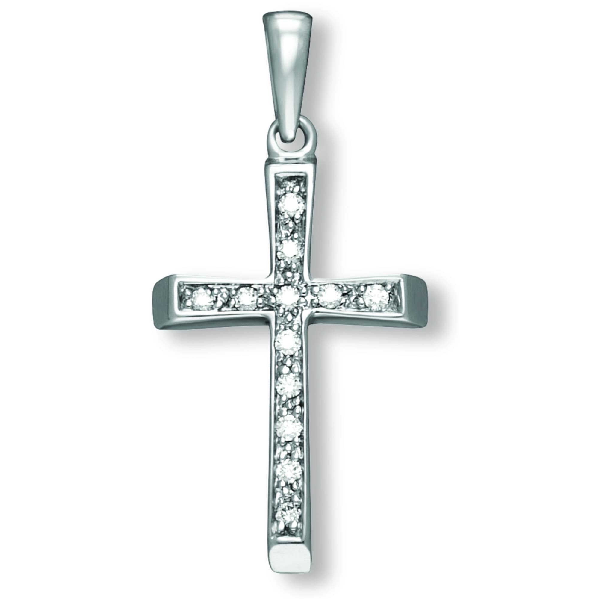 Kettenanhänger ONE ELEMENT "Zirkonia Kreuz Anhänger aus 333 Weißgold", silber, Schmuckanhänger, Damen, Gold Weißgold 333, Gold, Weißgold 333, Kettenanhänger, Damen Gold Schmuck