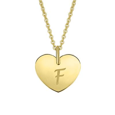 Ketten-Anhänger ONE ELEMENT "Herz mit Gravur F Buchstaben Anhänger aus 333 Gelbgold", gold, Schmuckanhänger, Damen, F, Gelbgold 333-Gold, Gelbgold 333, Gold, Damen Gold Schmuck Herz mit Gravur F Image