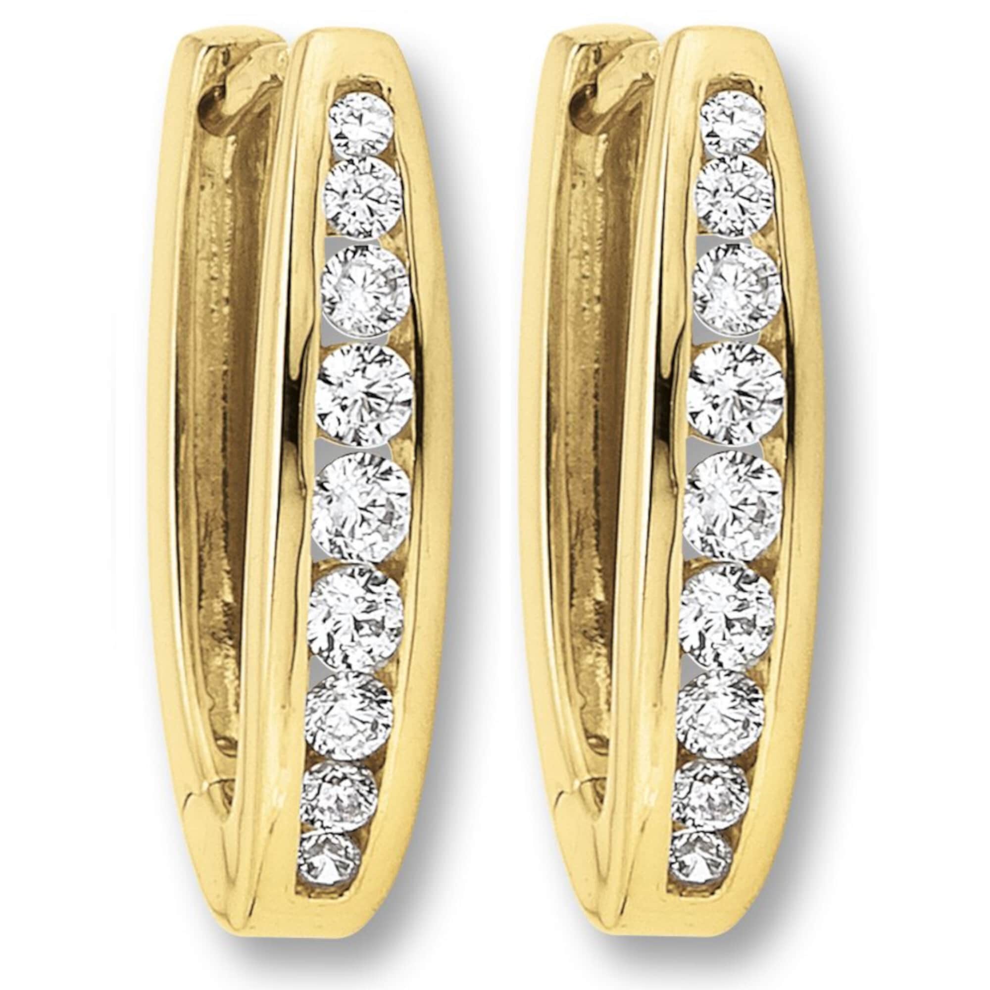 Paar Creolen ONE ELEMENT "Zirkonia Ohrringe Creolen aus 333 Gelbgold", gold, Ohrringe, Damen, Damen,mit Zirkonia, Gelbgold 333 Gold, Gelbgold 333, Gold, Dezente Symbolik – stilvoller Begleiter für jeden Anlass