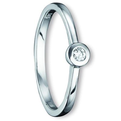 Diamantring ONE ELEMENT "0.07 ct Diamant Brillant Ring aus 585 Weißgold" Gr. 54, silber, Fingerringe, Damen, 54,mit Diam