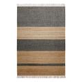 Teppich GREEN LOOOP "Vante GL-82308", braun (anthrazit braun,anthrazit braun), B:160cm H:4mm L:230cm, Jute, Teppiche, Naturfaser Teppich aus 80% Jute 20% Baumwolle, mit Fransen, Wohnzimmer