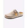 Hausschuh, Damen, Gr. 39, grau (taupe), Rindsleder, Basic, Schuhe