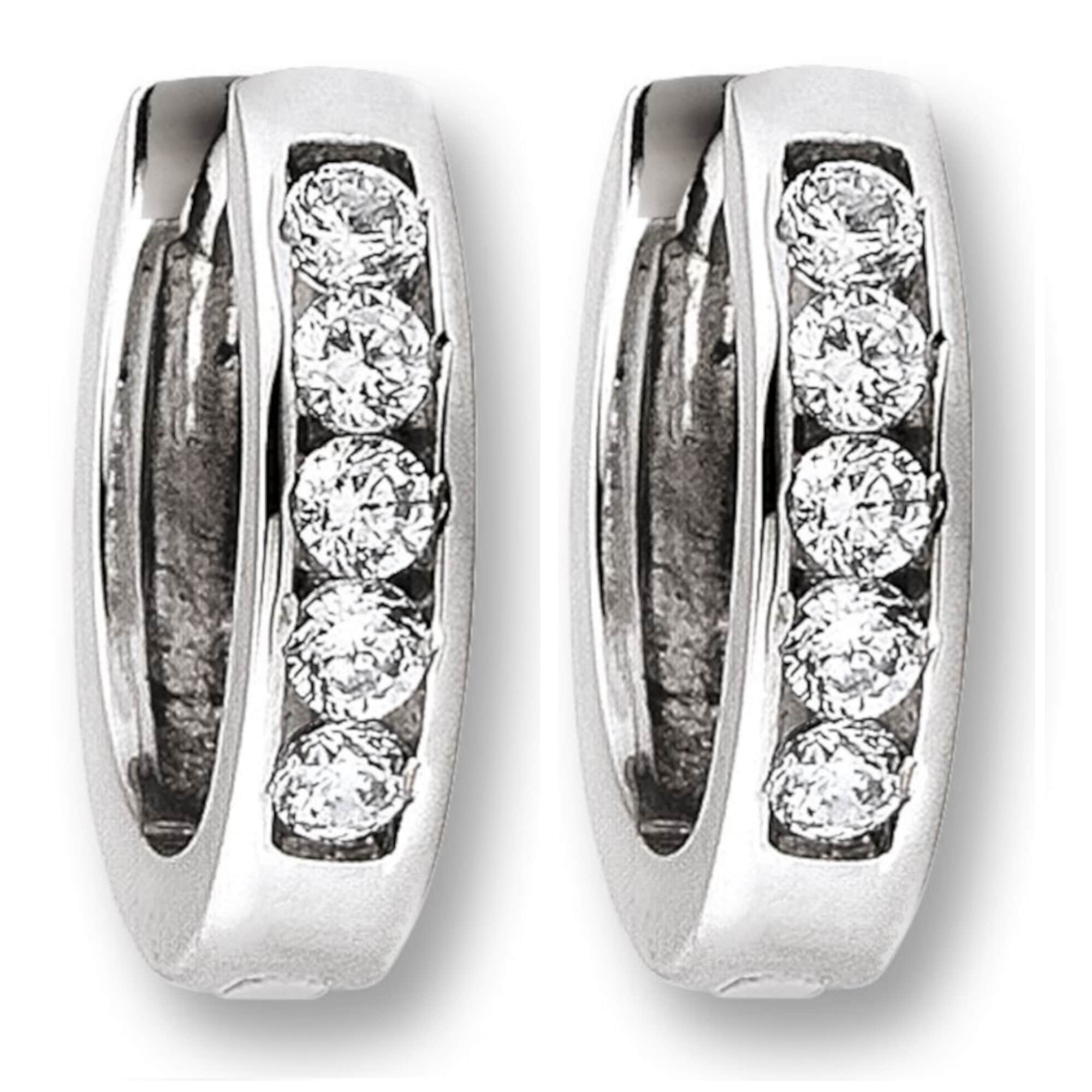 Paar Creolen ONE ELEMENT "Zirkonia Ohrringe Creolen aus 333 Weißgold", silber, Ohrringe, Damen, Damen,mit Zirkonia, Gold Weißgold 333, Gold, Weißgold 333, Damen Gold Schmuck