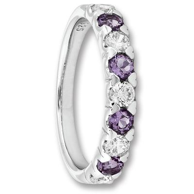 Silberring ONE ELEMENT "Zirkonia & Amethyst Ring aus 925 Silber" Gr. 54, silber, Fingerringe, Damen, 54,mit Zirkonia, Silber 925 (Sterlingsilber), Damen Silber Schmuck Image
