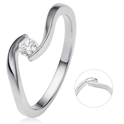 Diamantring ONE ELEMENT "0,10 ct Diamant Brillant Spannfassung Ring aus 585 Weißgold" Gr. 56, silber, Fingerringe, Damen, 56, Weißgold 585-Diamanten, Weißgold 585, Diamanten, Damen Gold Schmuck Spannfassung Image