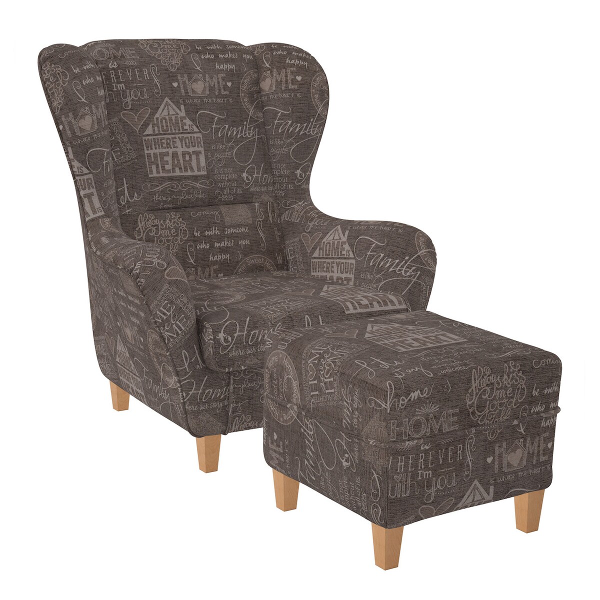 Supellex Sofia Ohrensessel mit Hocker | Design Helsinki Braun Image